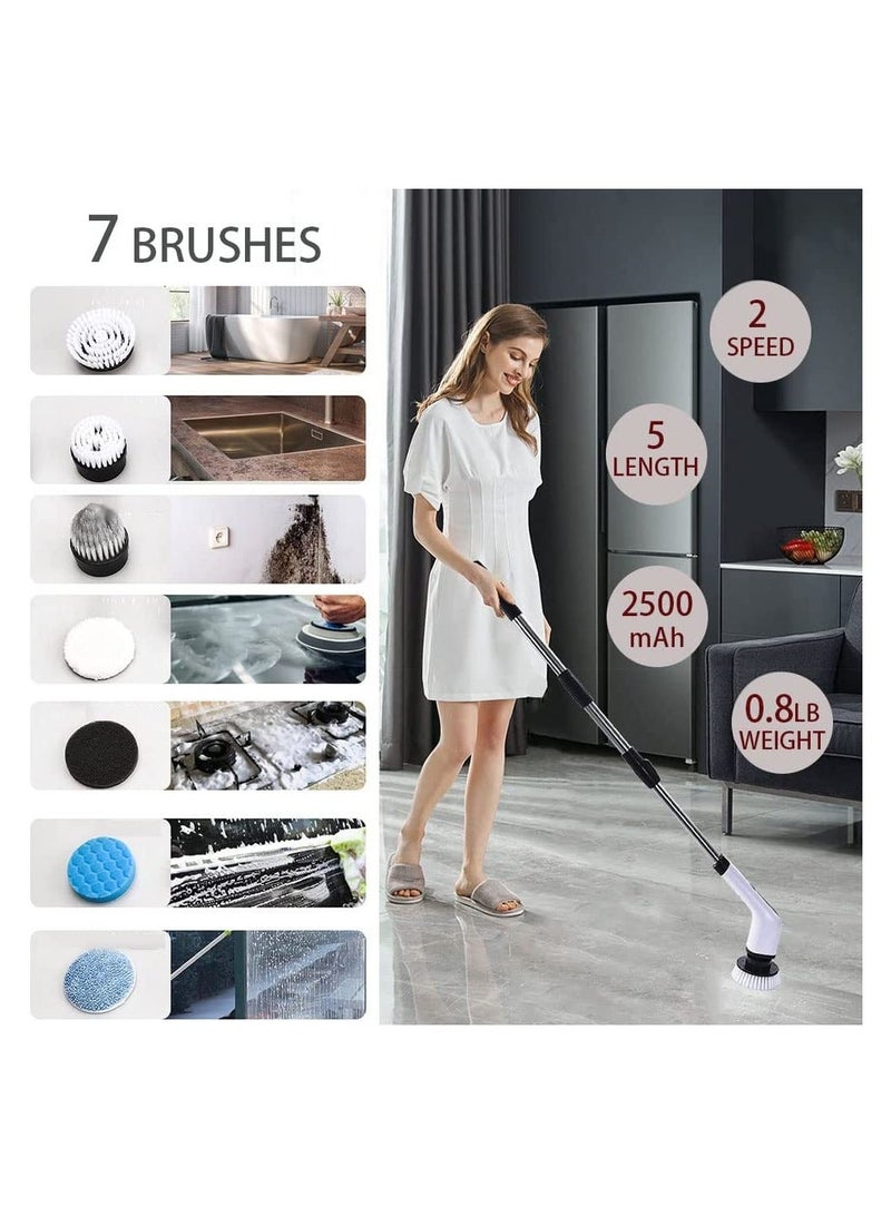 Electric Spin Scrubber Rechargeable Cleaning Brush with 7 Replaceable Brush Heads, Cordless and Portable Power Scrubber, Electric Bathroom Scrubber for Cleaning Tile, Sink, Window, Floor, Tub, Car - Image 4